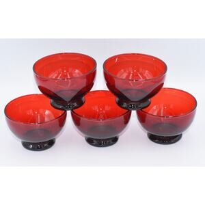 Low Sherbet Baltic Royal Ruby by ANCHOR HOCKING 5pc Set